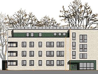 Planungsansicht des Neubaus in der Dorfkoppel